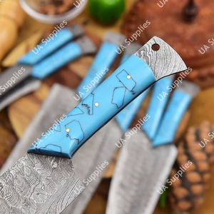 Juego de Cuchillos de Cocina de Acero de Damasco de Grado Industrial, Hoja Forjada de Espiga Completa, Ecológico, Ambidiestro, Ligero, con Mango de Madera - Product Image 2