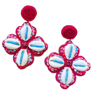 Pendientes Colgantes de Plata con Cuentas de Vidrio Bordadas en Forma de Flor, Inspirados en la Naturaleza, Hechos a Mano, Ecológicos y de Moda - Product Image 1