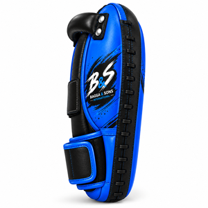 Almohadilla de Boxeo Curva Azul de PU para Entrenamiento de Muay Thai, Almohadillas de Entrenamiento de Kickboxing de Cuero Vacuno Genuino, Gran Venta - Product Image 3