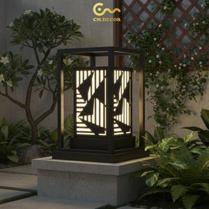 Luxury Waterproof Square Outdoor Garden Wall Lamp Decorative Minimalist Fixture Stainless Steel AC 200V E27 IP65 Black - Product Image 5