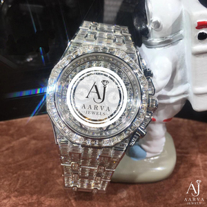 Montre mécanique en acier inoxydable avec incrustation de diamants, cadran carré, bracelet de 20 mm, pierres précieuses, bijoux de luxe, cadeau - Product Image 1