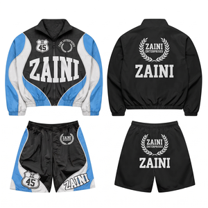 Premium 110 GSM Polyester Winter Casual Men's Hooded Short <b>Set</b> Quick Dry Black Blue White Custom Heat Transfer Printing - Product Image 1