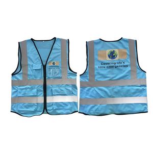 เสื้อกั๊กนิรภัยสำหรับปั่นจักรยานแบบตาข่ายสีน้ำเงินสะท้อนแสง โพลีเอสเตอร์สีเหลือง ชุดยูนิฟอร์มมอเตอร์ไซค์แบบกำหนดเอง - Product Image 1