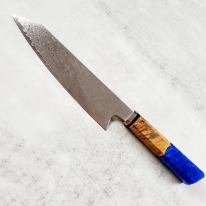 Couteau de chef personnalisé fait main Jexmoo en acier carbone avec lame de 8 pouces, manche élégant, étui en cuir - Cadeau pour chef - Product Image 2