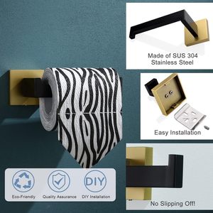 Porte-serviettes minimaliste en métal noir avec crochet, installation par perçage 162 mm, robuste - Product Image 5