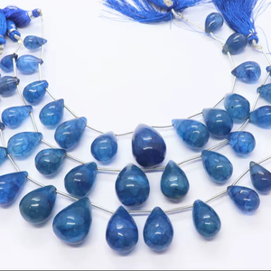 Cuentas de Cuarzo Azul Natural en Forma de Lágrima, Lisas, de 8x14-16x24 mm, Cuentas de Piedras Preciosas de Cuarzo Azul en Forma de Gota, de 8 Pulgadas, para Fabricación de Joyería, Venta al por Mayor - Product Image 1