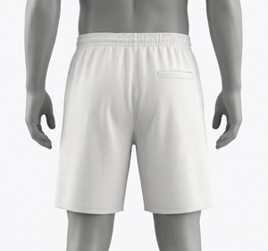 Shorts blancs pour hommes à taille élastique avec poches, coupe classique, toutes saisons, couleur unie, vêtements de sport - Product Image 4
