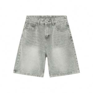 Pantalones Cortos de Mezclilla para Hombre, Estilo Casual de Verano, Tejido de Punto, Corte Recto, Transpirables, con Cierre de Cremallera y Presillas para Cinturón, Más Vendidos - Product Image 1
