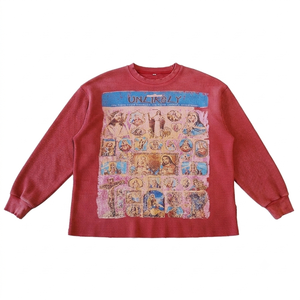 Unisex Oversized Waffle Knit <b>Thermal</b> Sweatshirt Cotton Graphic Print Casual Fashion Crew Neck Long Sleeve <b>Top</b> - Product Image 5