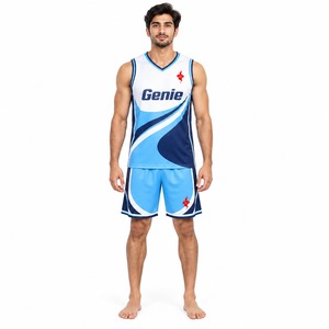 Ensemble uniforme de sport de basketball pour hommes : maillot et short respirants, légers, pour l'entraînement, le jeu et la compétition - Product Image 1