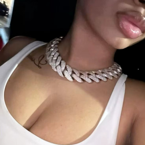 Collier Chaîne Cubaine à 4 Rangs en Argent Sterling 925 Plaqué Or 14K avec Moissanite, Style Hip Hop, Bijoux Fins, Cadeau - Product Image 1