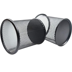 Portapapeles Minimalista de Malla de Hierro Negro, Antirrayaduras, con Borde Circular, Organizador de Accesorios de Oficina, Portaplumas - Product Image 1