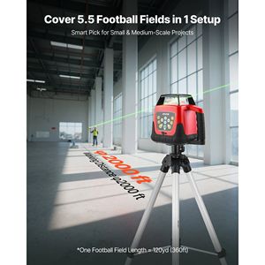 Nivel Láser Rotatorio Autonivelante de 360 Grados y 2000 pies con Kit Verde, Trípode Horizontal, Receptor y Control Remoto Sca-for - Product Image 4