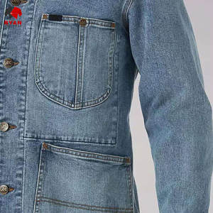 แจ็คเก็ตยีนส์คุณภาพพรีเมียมสำหรับผู้ชาย ติดกระดุม พร้อมโลโก้สั่งทำพิเศษ ป้องกันรอยยับ - Product Image 5