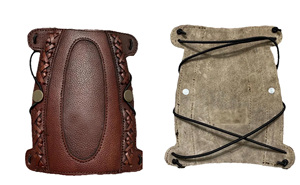 Protège-bras traditionnel pour le tir à l'arc et la chasse, en cuir de vache véritable, réglable, ambidextre, protection du bras et du poignet - Product Image 2