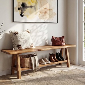 Mango Wood Rustic <b>Bench</b> with Iron <b>Legs</b> | Handcrafted Wholesale Furniture - Product Image 4
