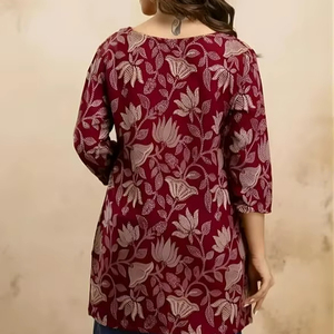 Women's Short Kurti in <b>Tops</b> Tunic Rayon Cotton Blend Ladies Ethnic Tunic - Product Image 2