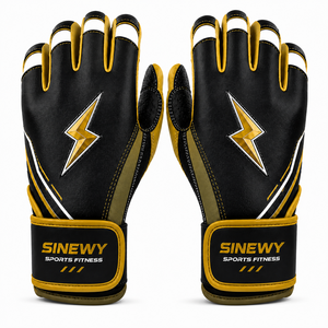SINEWY SPORTS Customized OEM Adult Left/Right Baseball/Softball Batting Gloves Goat Leather <b>Hook</b> Loop Closure Comfortable - Product Image 3
