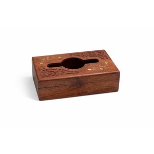 Cubierta de lujo para pañuelos de madera de teca con incrustaciones de latón al por mayor |   Colección Heritage - Product Image 5