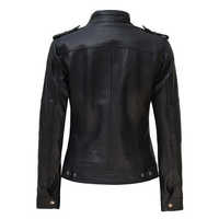 Veste en cuir d'agneau tendance pour femmes, style classique moderne vintage, confortable, épaisse, respirante, imperméable, rembourrée de coton pour l'hiver