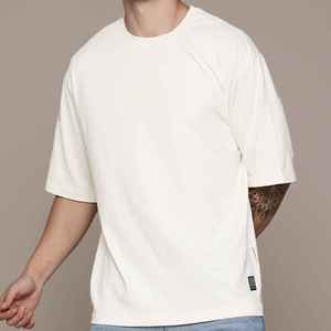 T-shirt blanc à manches courtes pour homme, col rond, coupe classique, décontracté, 100% coton jersey tricoté, couleur unie - Product Image 1
