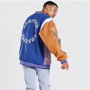 Wholesale Custom Letterman Plus Size Unisex High Street Waterproof Windproof Front Vintage School College <b>Bomber</b> <b>Varsity</b> <b>Jacket</b> - Product Image 5