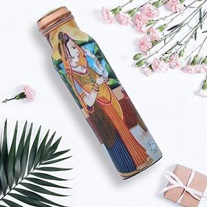 ขวดน้ำทองแดงแท้ลายมีนา 1000 มล. ป้องกันการรั่วซึม ขวดน้ำดื่มแบบอายุรเวท สำหรับโยคะ บำบัดสุขภาพ ดีท็อกซ์ และการเดินทาง - Product Image 5