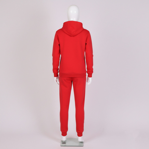 Ensemble de survêtement rouge à capuche en coton épais 100 %, grande taille, pantalon de survêtement long avec poches latérales, tenue décontractée unisexe pour adultes, hiver - Product Image 4