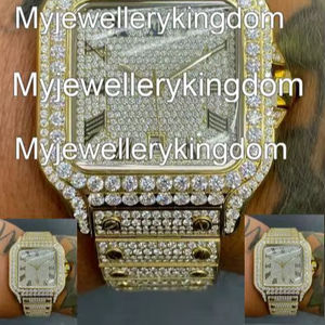 Montre mécanique de luxe pour homme avec boîtier carré glacé, bracelet en acier inoxydable, cadran en verre, étanche 10 bars, style Hip Hop Street - Product Image 2