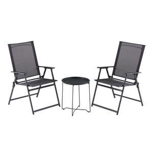 Ensemble bistrot pliant 3 pièces en acier pour extérieur, résistant aux intempéries, mobilier de patio en fer noir - Product Image 2