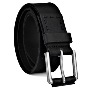 Ceinture décontractée en cuir de vache véritable noir avec boucle en acier, couleur unie, durable, pour homme, usage quotidien, largeur 3,3 cm, longueur réglable - Product Image 5