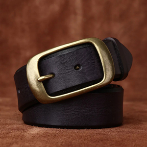 Ceinture pour homme en cuir véritable de haute qualité, boucle carrée en alliage, écologique, longueur réglable 3,0 cm, couleur personnalisée imprimée - Product Image 5