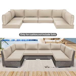 Beige <b>Outdoor</b> Patio Furniture Replacement <b>Cushions</b> Deep Seat <b>Sectional</b> <b>Outdoor</b> Pillows & <b>Cushions</b> - Product Image 2