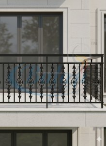 Rampe d'escalier de balcon moderne en fonte robuste grise, finition super sablée et hautement polie, sans cadre, robuste, Rus... - Product Image 2