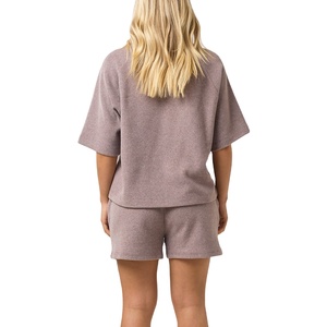 Ensemble de vêtements d'été pour femmes, t-shirt à manches courtes et short, ensemble 2 pièces, t-shirts amples et shorts, logo personnalisé, ensemble d'été pour femmes - Product Image 3