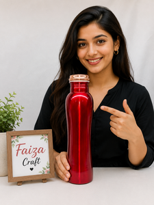 Copper Hammered Finish 500ml Eco-Friendly Outdoor Water <b>Bottle</b> for Camping Travel Sports Dishwasher Safe Price From India - Product Image 1