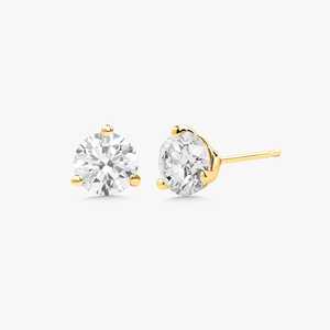 2 Carat Round Lab Grown Diamond Solitaire Stud <b>Earrings</b> 14K 18K Solid Gold 3 Prong Minimalist Everyday Wear Elegant Luxury Studs - Product Image 1