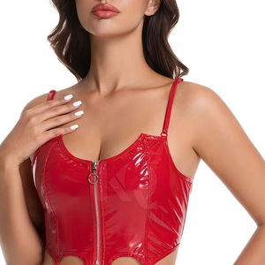 Blank Wholesale Women Leather Bra Custom Logo Sexy Triangle Lingerie Bulk Factory Direct Custom Made Women Leather Bra - Product Image 3