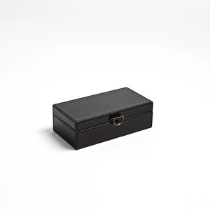 Boîte à bijoux rectangulaire en cuir avec couvercle, design minimaliste, 1 couche, rangement à charnière pour bijoux - Product Image 5