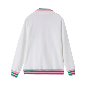 Custom Sorority <b>White</b> Quarter Zip <b>Sweatshirt</b> Unisex Wholesale Apparel Supply With Private Label Options Apparel Sourcing - Product Image 2