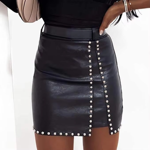 Nouvelle Arrivée : Mini-jupes en Cuir Élégantes Grande Taille avec Broderies et Boutons en Dentelle, Idéales pour les Femmes de Bureau et Adultes - Product Image 4