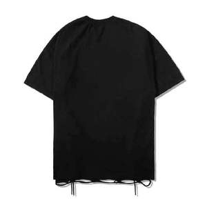 Camiseta Negra Oversize para Hombre con Cordón Ajustable en el Bajo, Estilo Urbano, Ajuste Holgado, Logotipo Personalizado, Venta al por Mayor - Product Image 4