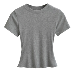T-shirt pour femme en coton doux uni de qualité supérieure, vente en gros, décontracté, été, t-shirt pour femme, coupe ample personnalisée - Product Image 5