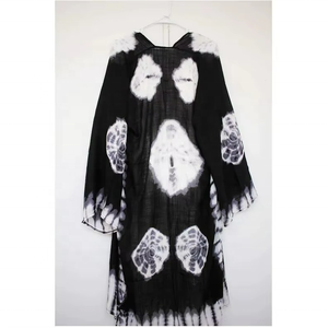 Handmade Sweet Natural Woven Eco-Friendly Tie Dye Kimono <b>Jacket</b> & Floor-Length Casual Beach Cover-Up for Women Summer Holiday - Product Image 1