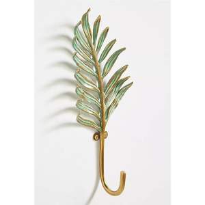 Gancho Decorativo de Pared con Forma de Hoja de Hierro |   Colgador de Metal con Acabado Pátina Antigua, Adornos Botánicos Tropicales para Decoración de Pared, Ganchos para Flores - Product Image 1