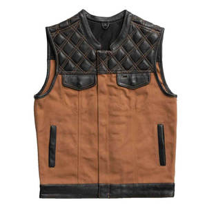 Men Leather <b>Waistcoat</b> Solid Color <b>Biker</b> Style Windproof Sleeveless Lightweight Leather Vest Custom Logo - Product Image 1