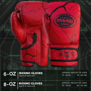 Gants de boxe FARABI en cuir PU, gants de boxe imprimés en cuir PU, fermeture Velcro, équipement d'entraînement d'arts martiaux MMA - Product Image 5
