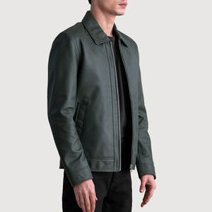 Encuentra una Chaqueta de Motociclista Avirex de Cuero para Hombre con Cierre Frontal de Cremallera, Cuello Alto y Bordados, Modelo Reciente para Invierno - Product Image 2