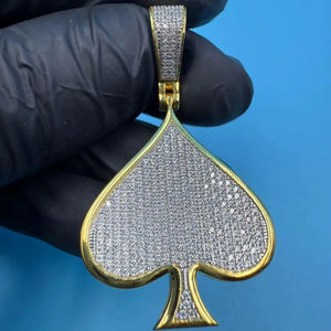 Colgante Hip Hop para Hombre y Mujer, Plata de Ley 925 Sólida, Chapado en Oro Amarillo, Sin Níquel, con Moissanita Genuina Autenticada por GRA - Product Image 1