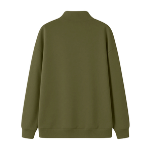 Sweat-shirt en molleton vert olive pour homme, demi-zip, col montant, poignets et ourlet côtelés, doux, chaud, décontracté, vêtement de sport, pull à manches longues - Product Image 2